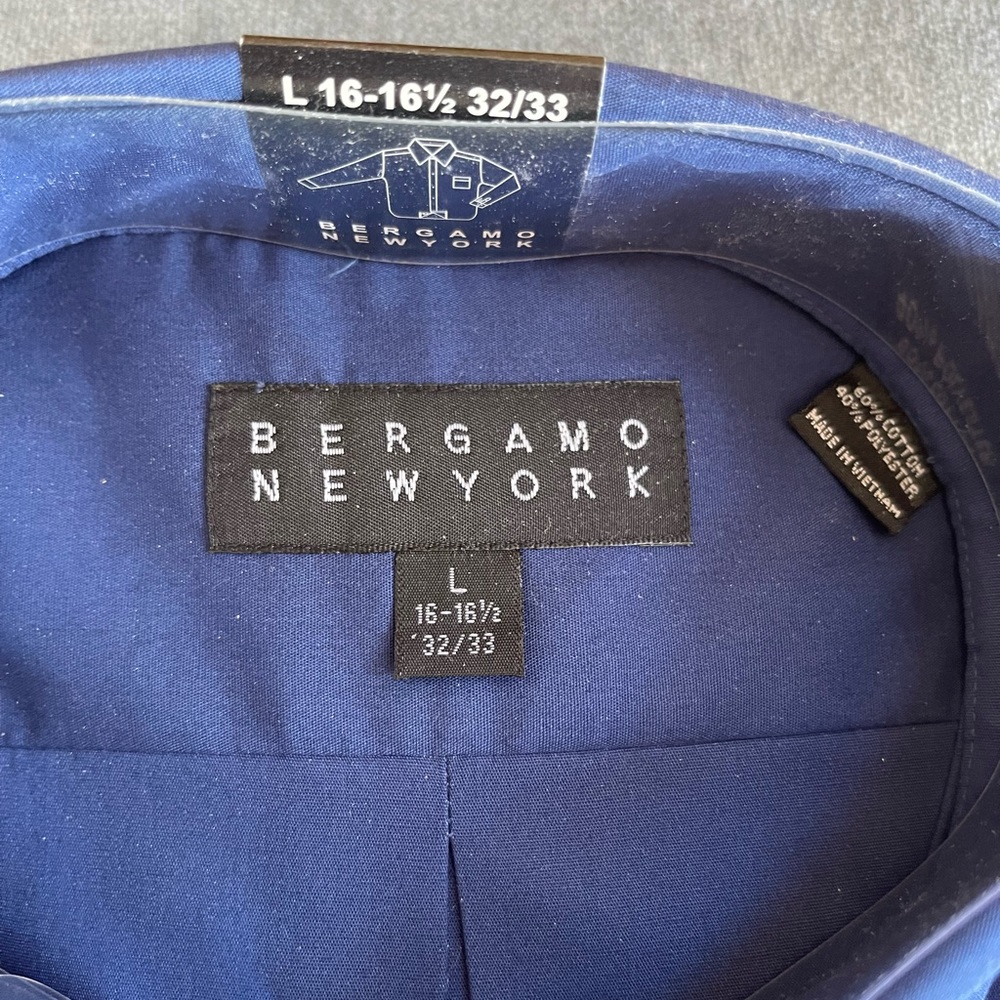 Bergamo brand new long sleeve men’s button down dress shirt sz L 16 32/33